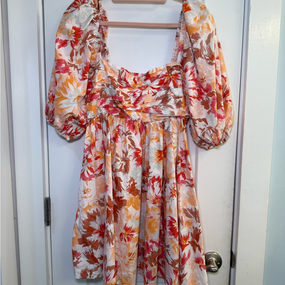 Abercrombie & Fitch Floral Mini Dress - Red, Orange, Cream